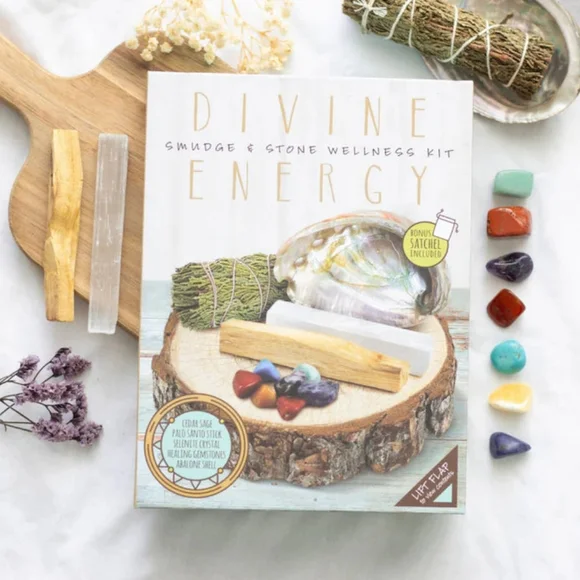 New Divine Energy Smudge and Stone Wellness Kit - Picture 1 of 5